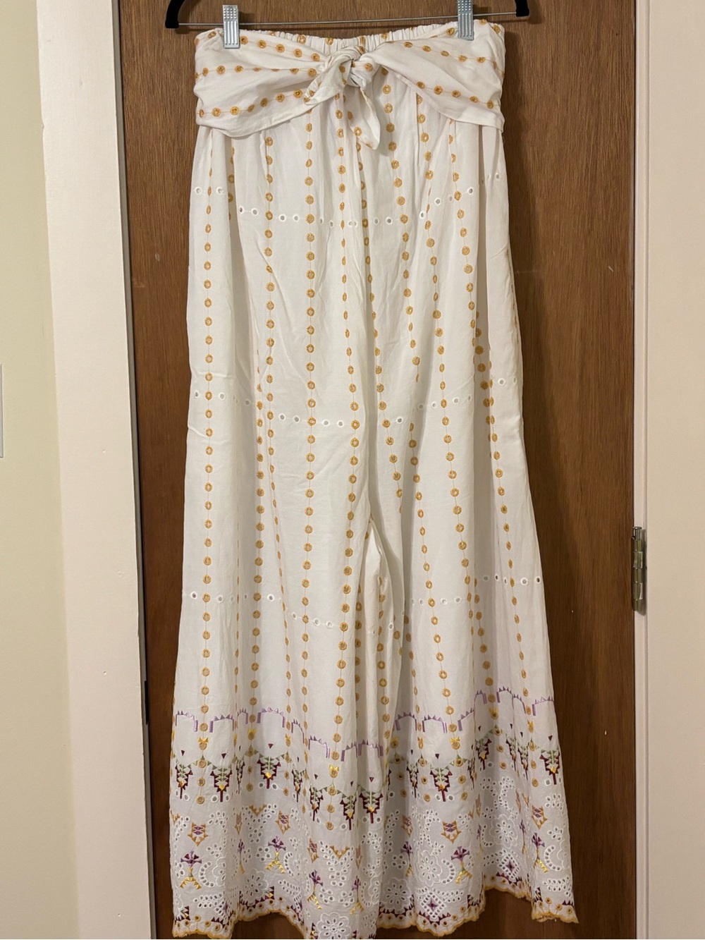 Anthropologie White Strapless Embroidered Wide-Leg Jumpsuit - Picture 10 of 13